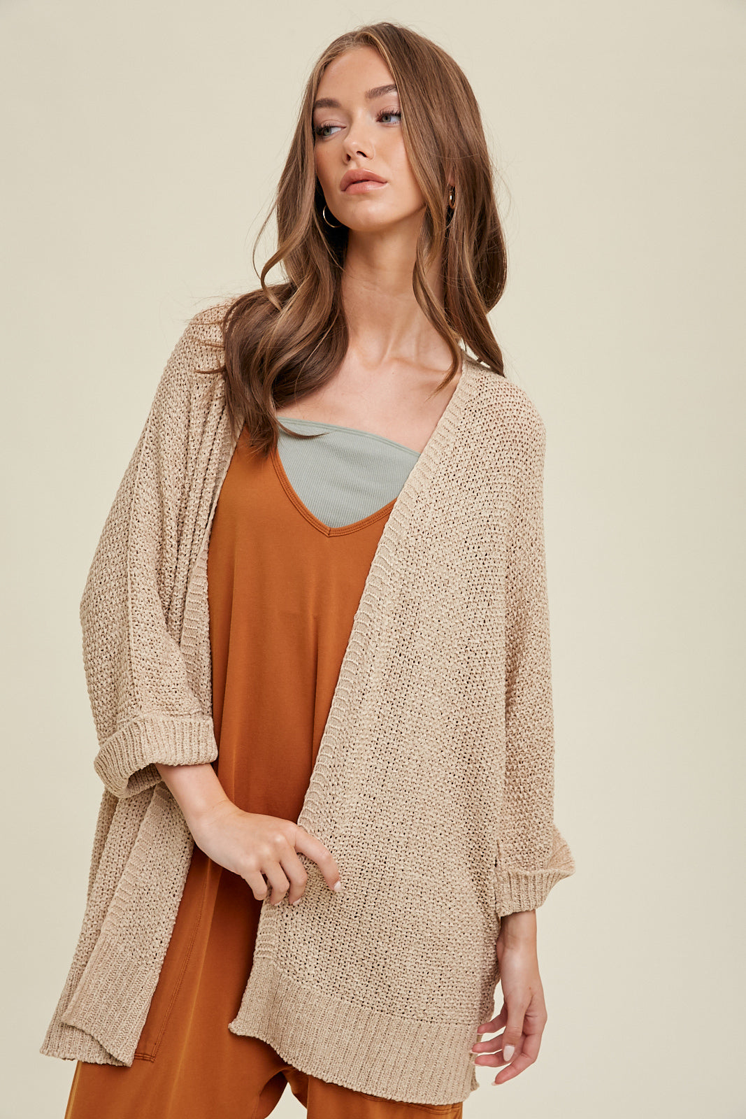 Netted Taupe Cardigan