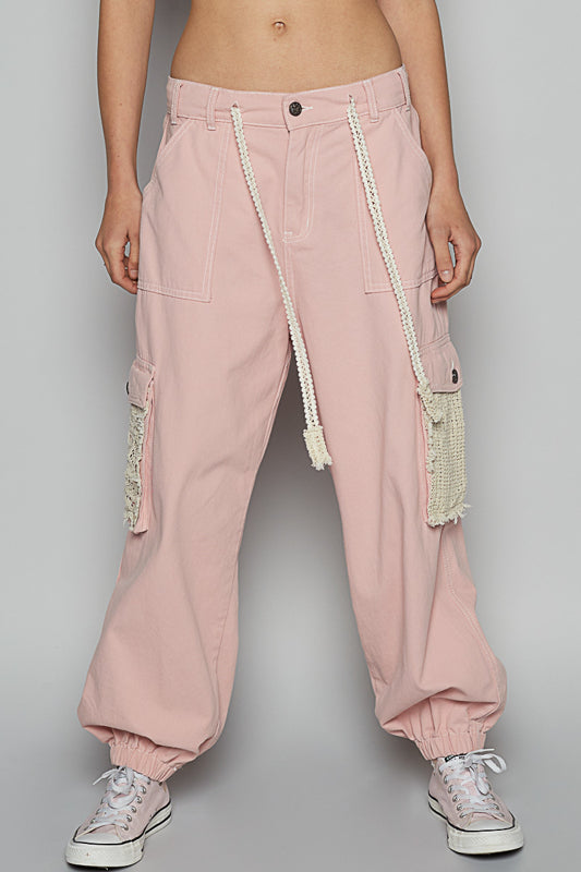 Cotton Twill Pants with Crochet Pockets