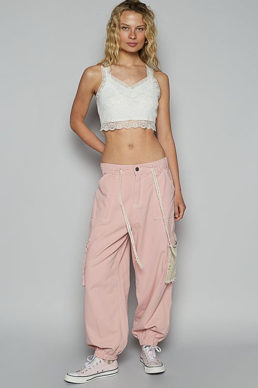 Cotton Twill Pants with Crochet Pockets