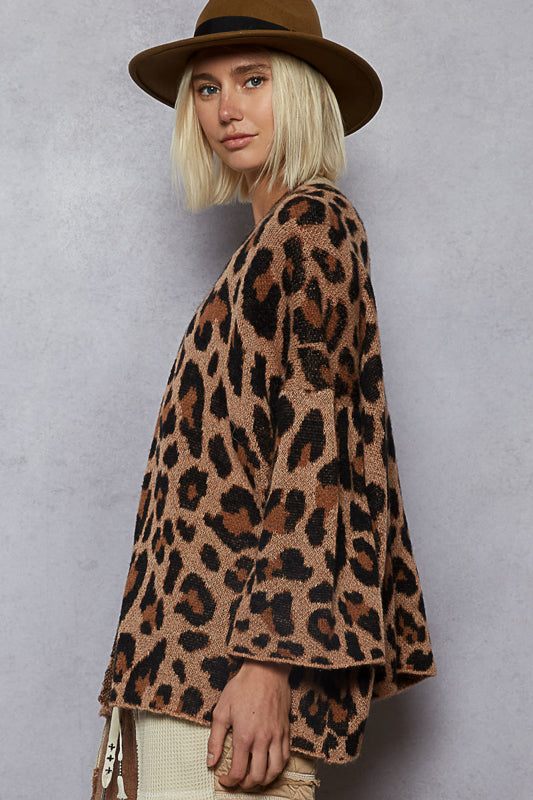 Leopard Print V-Neck Sweater