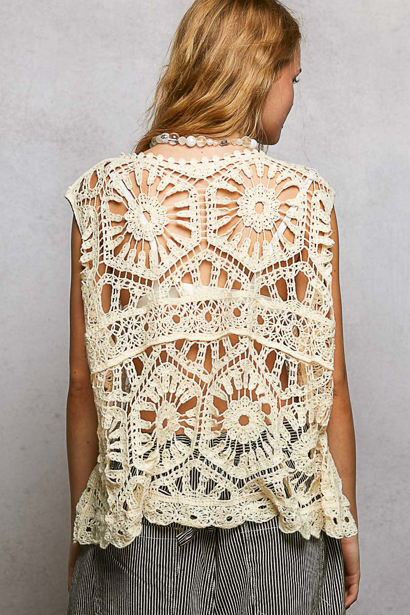 Floral Crocheted Top - Cream