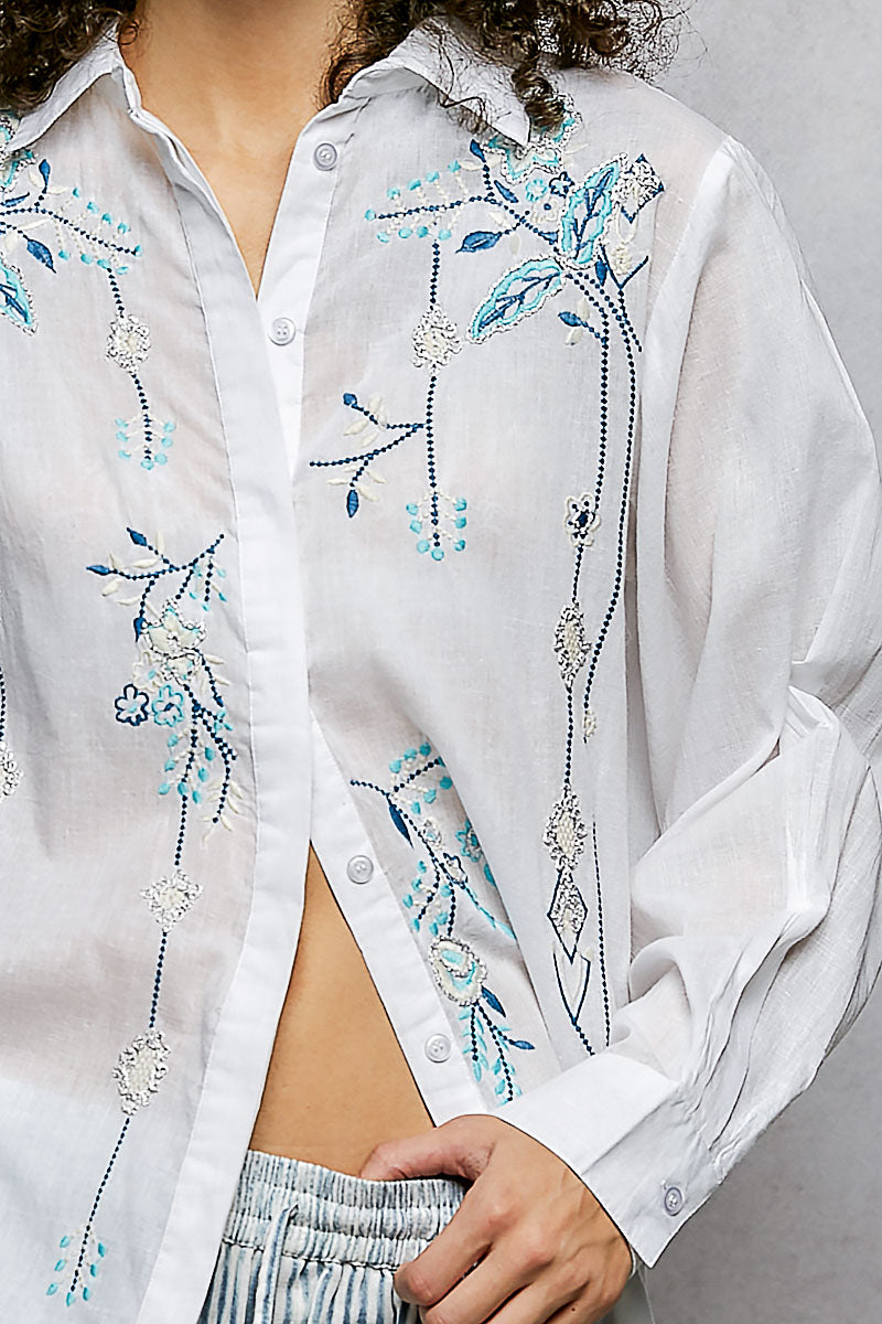 Cotton Shirt Top - Ivory