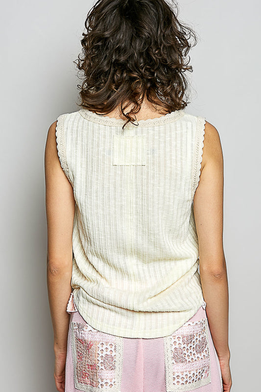 Ribbed Knit Top - Beige