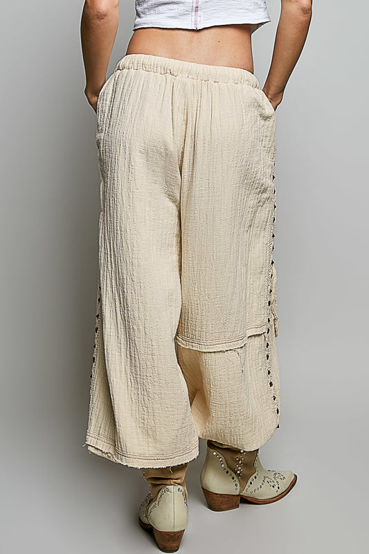 Slouchy Studded Joggers - Natural