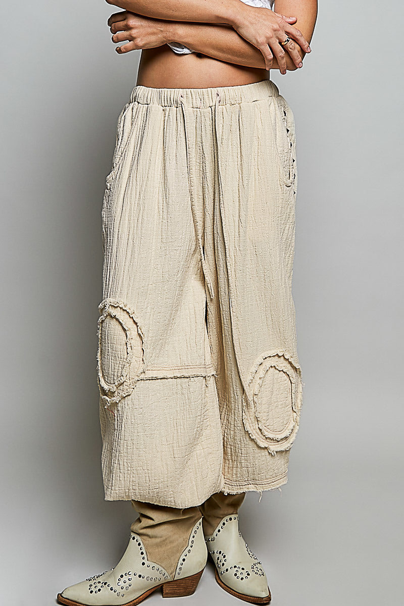 Slouchy Studded Joggers - Natural