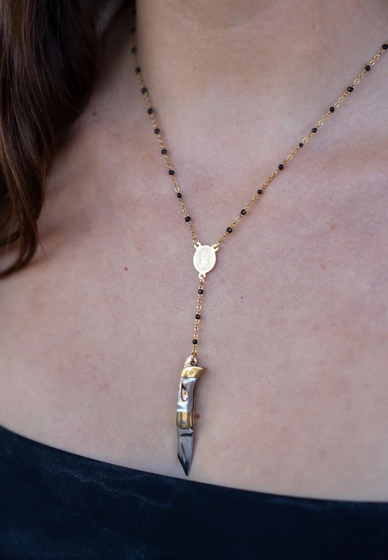 Mini Rosary Knife Necklace