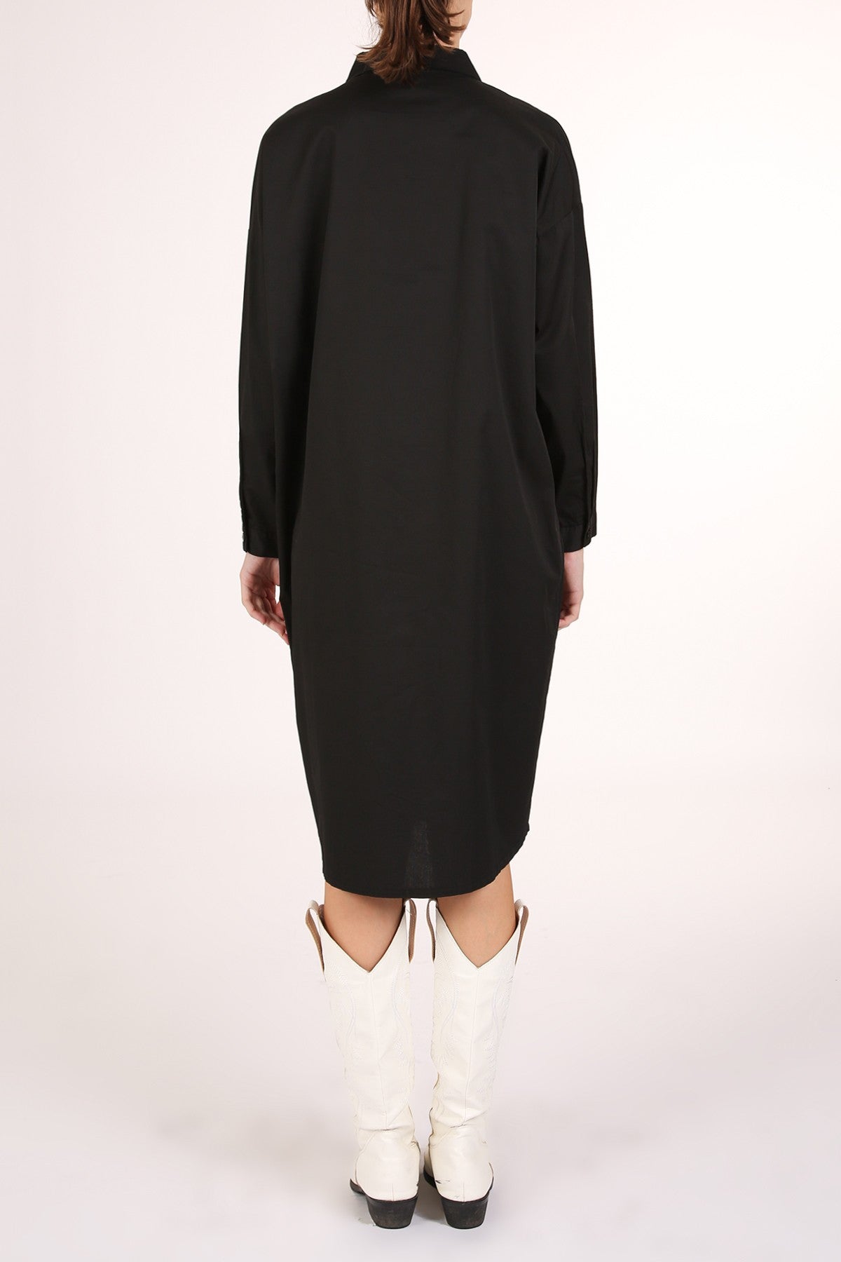 Contrast Modern Print Midi Shirt Dress - Black
