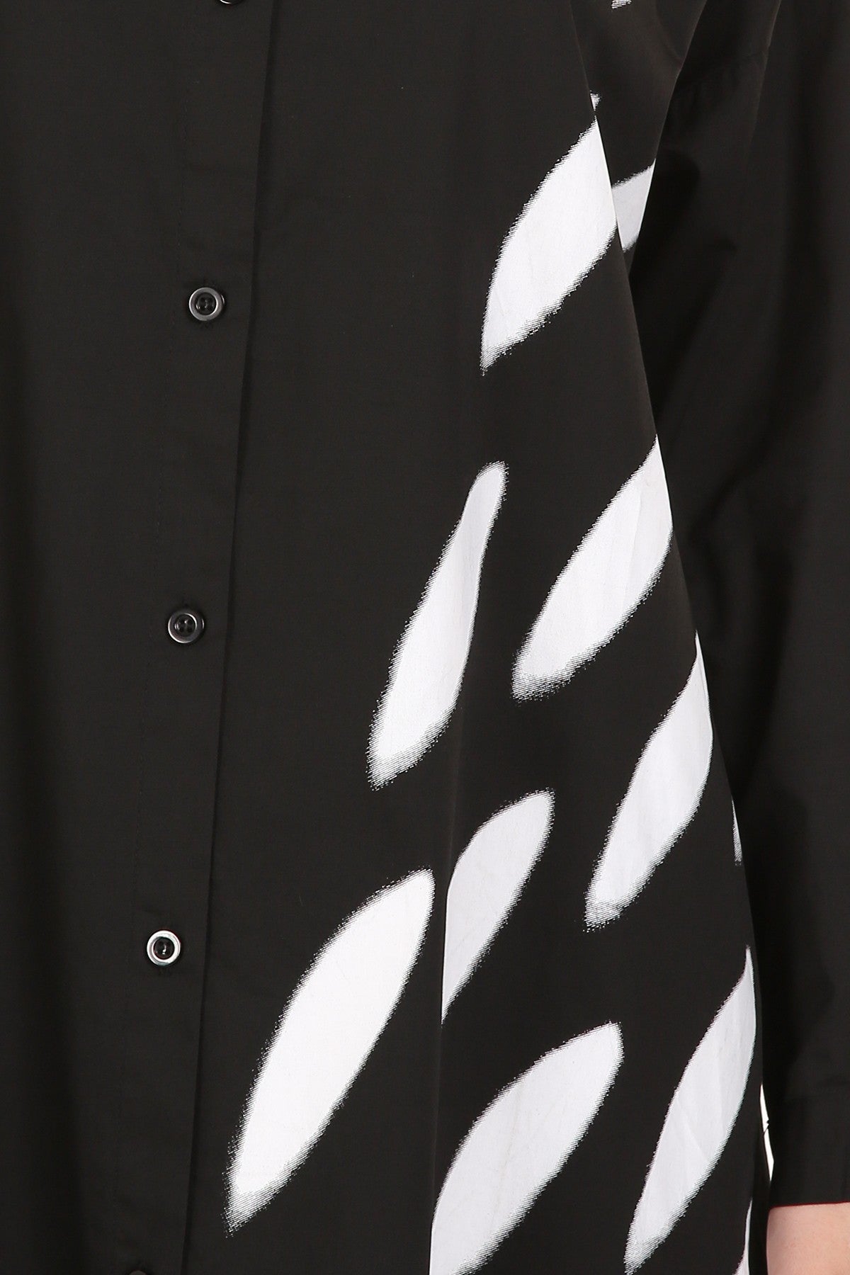 Contrast Modern Print Midi Shirt Dress - Black