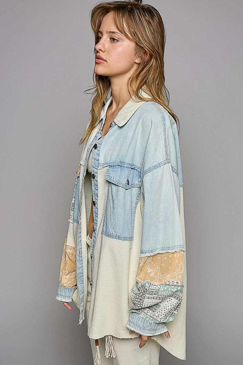 Patchwork Button-Down - Ivory Denim