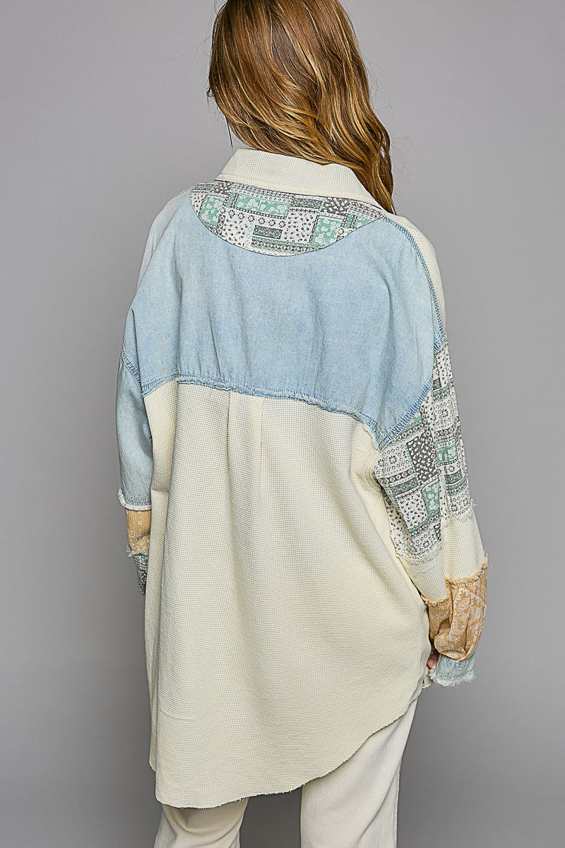 Patchwork Button-Down - Ivory Denim