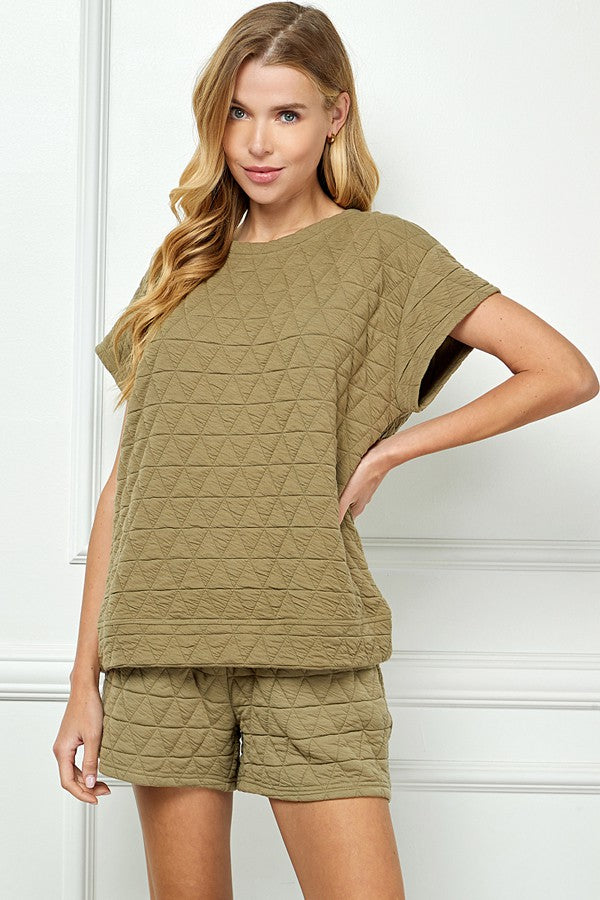 Quilted Short Sleeve Soft Top