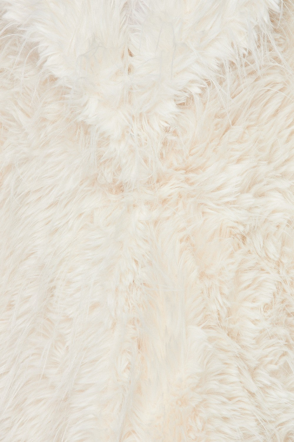 Luna Shaggy Faux Fur Lapel Collar Coat - Ivory