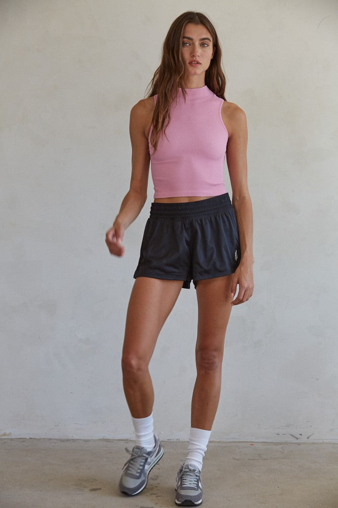 Seamless Ribbed Turtleneck - Pastel Lavender