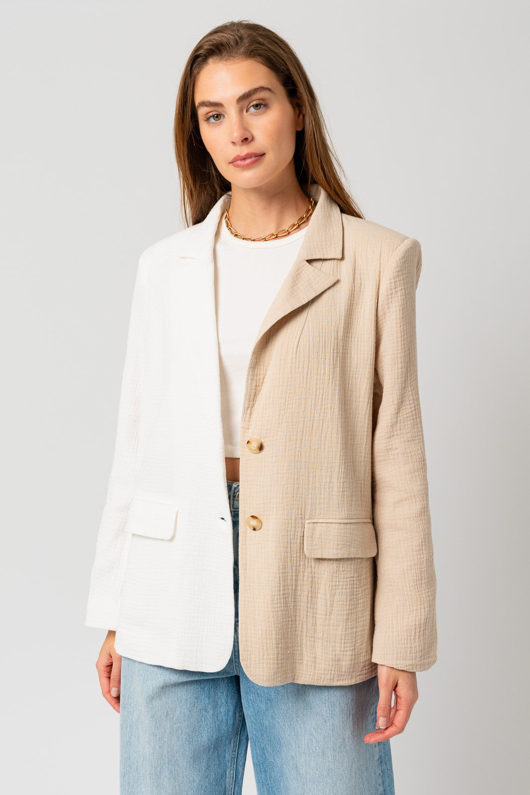 Taupe Temptation Color Block Blazer