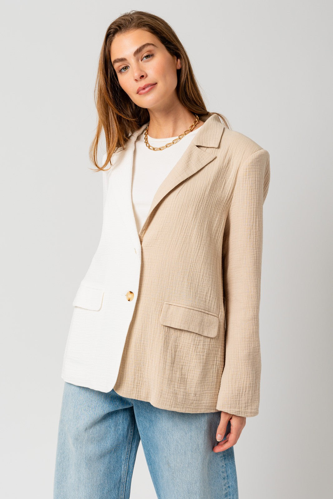 Taupe Temptation Color Block Blazer