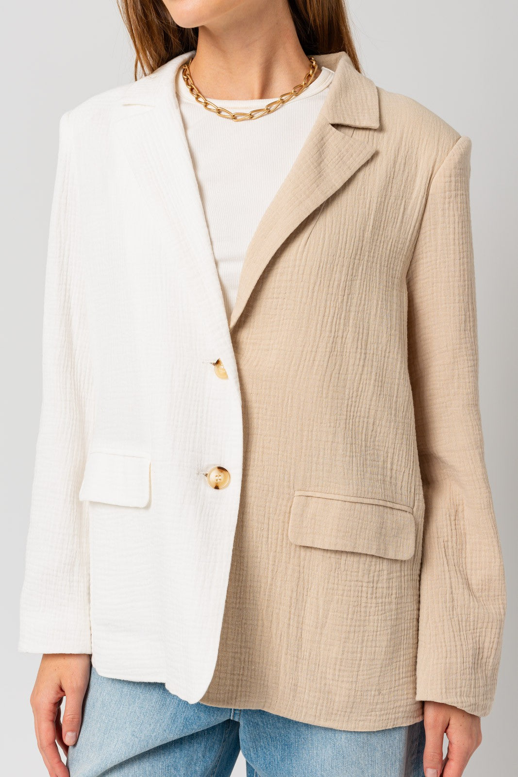 Taupe Temptation Color Block Blazer