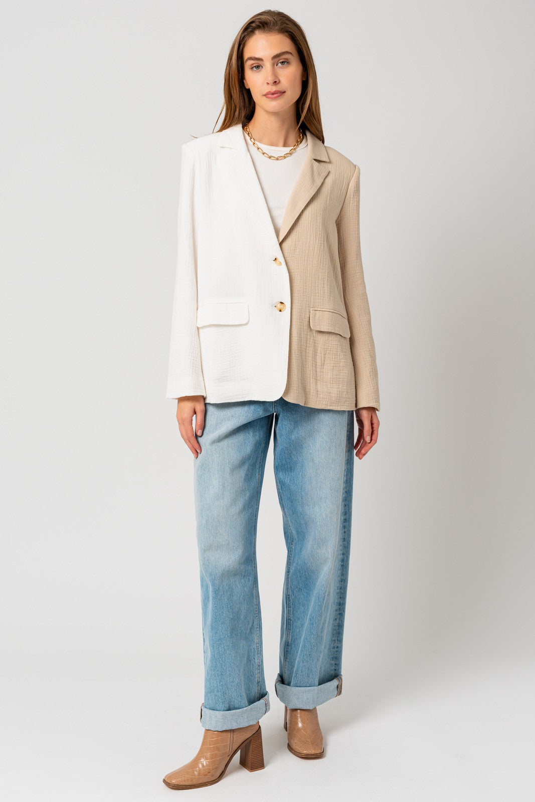 Taupe Temptation Color Block Blazer