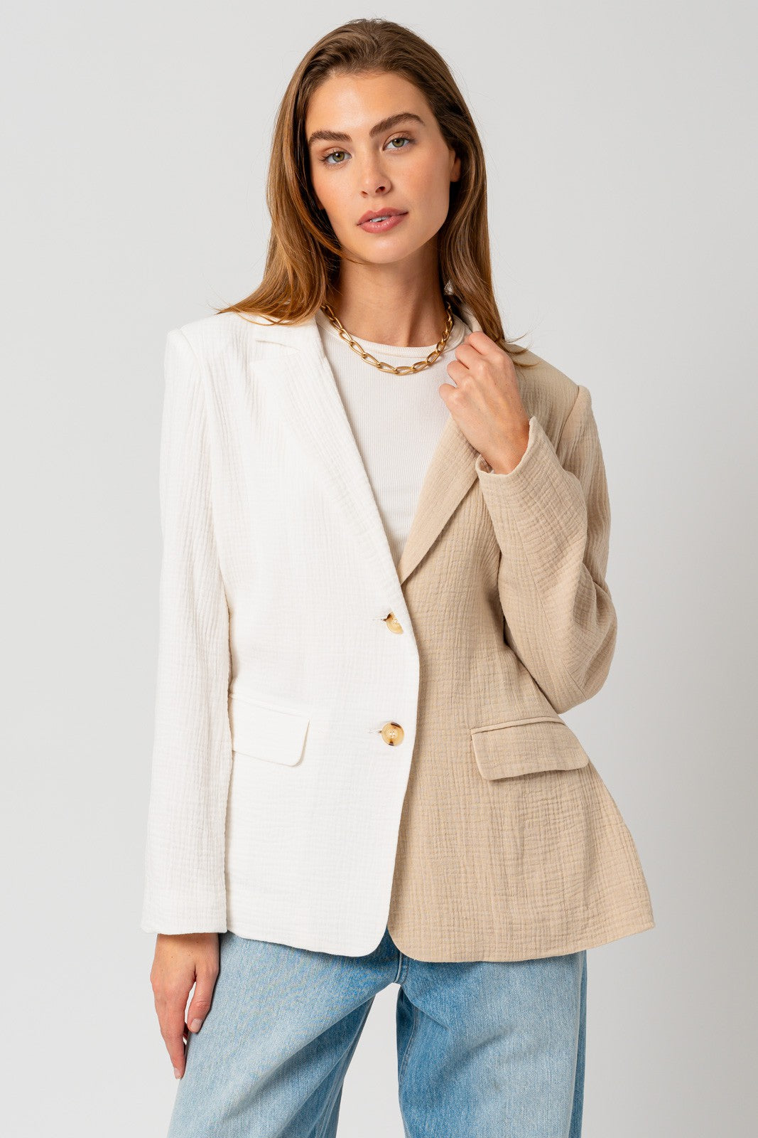 Taupe Temptation Color Block Blazer