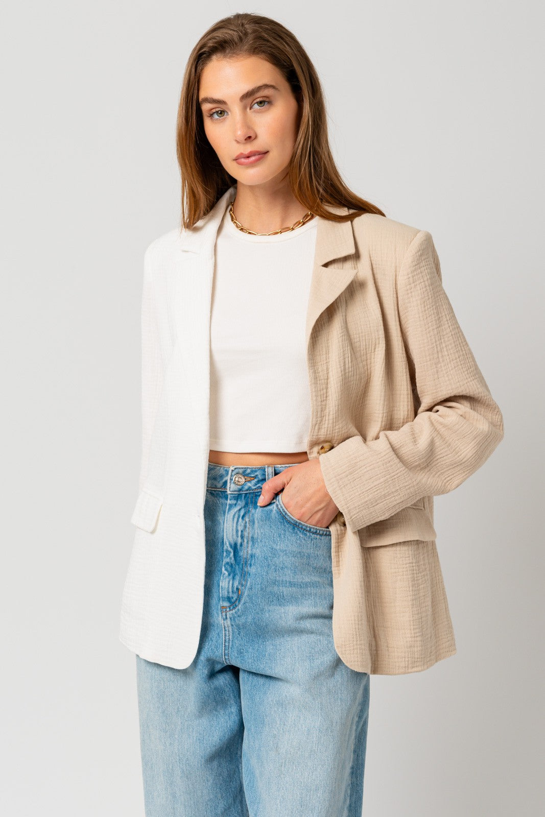 Taupe Temptation Color Block Blazer
