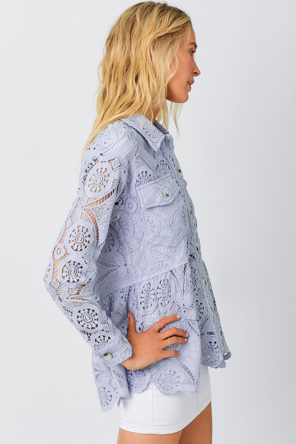 Lavendar Lace Button Up