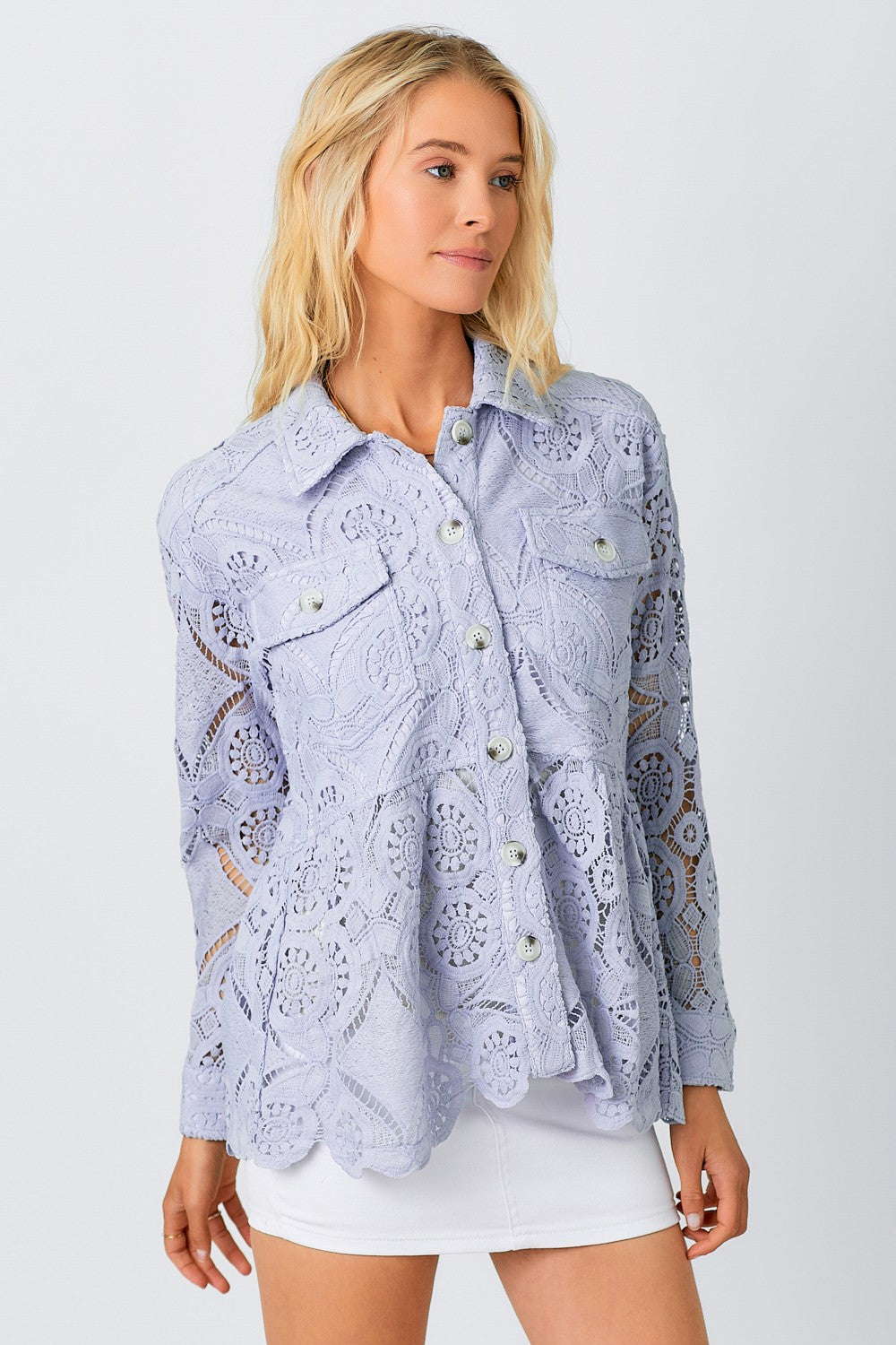 Lavendar Lace Button Up