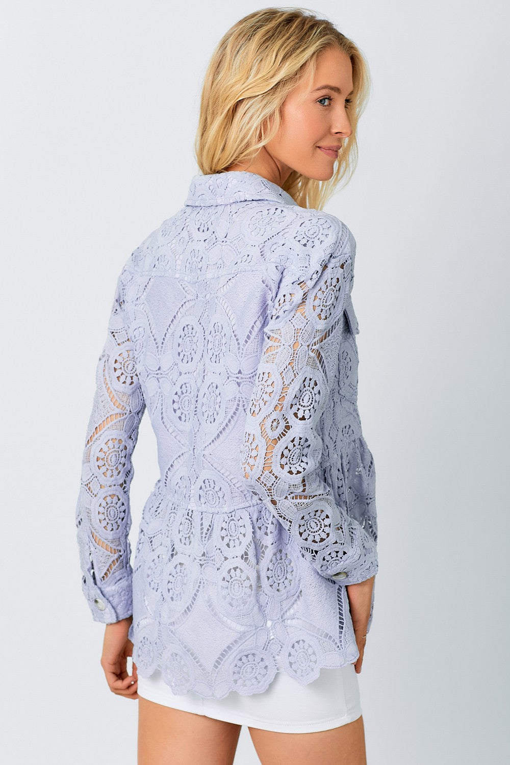 Lavendar Lace Button Up