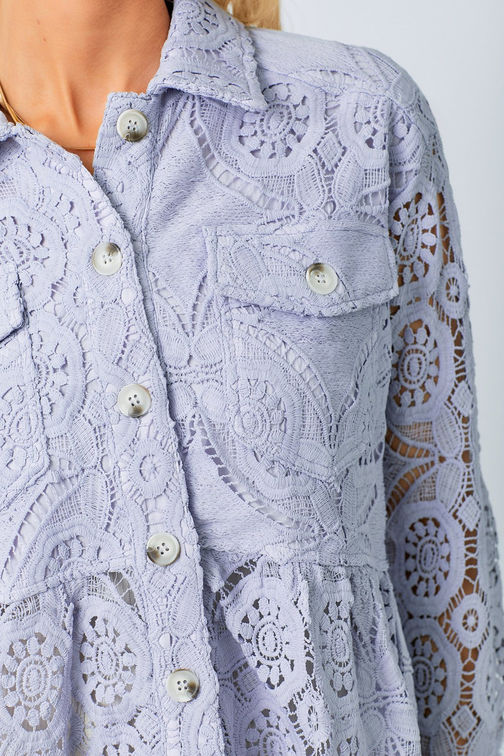 Lavendar Lace Button Up