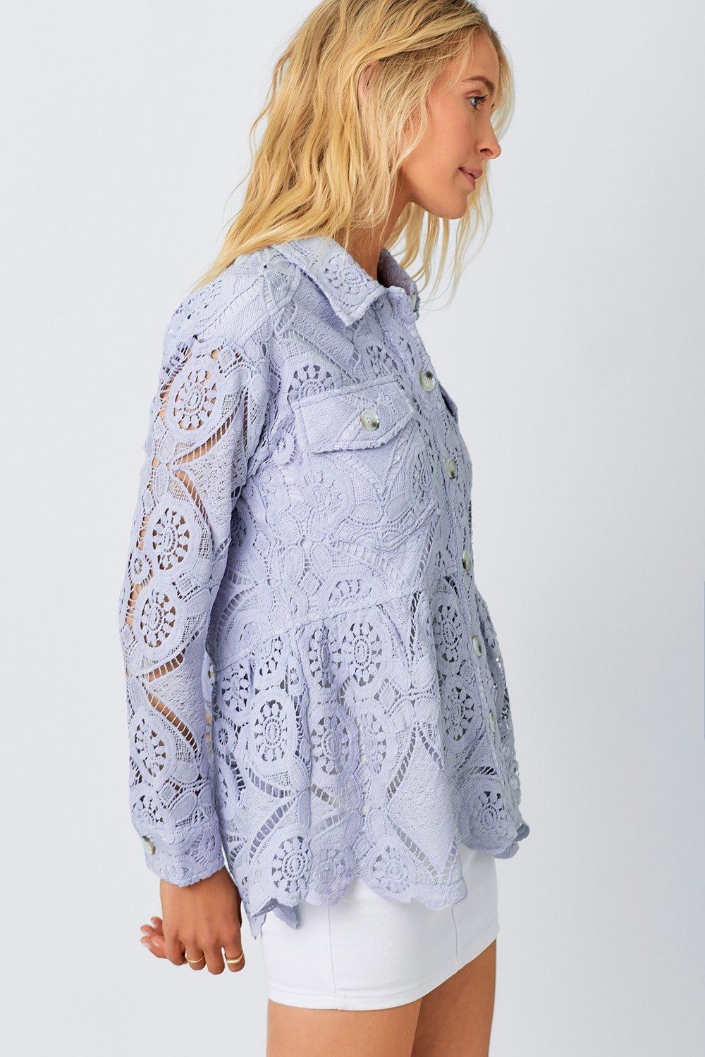 Lavendar Lace Button Up