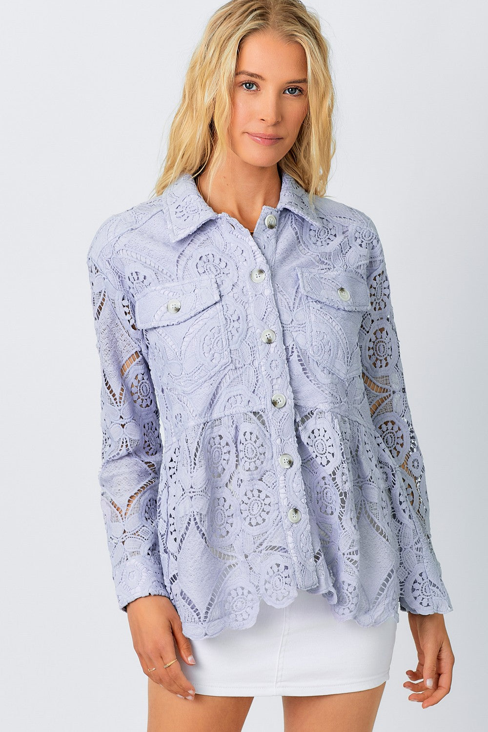 Lavendar Lace Button Up