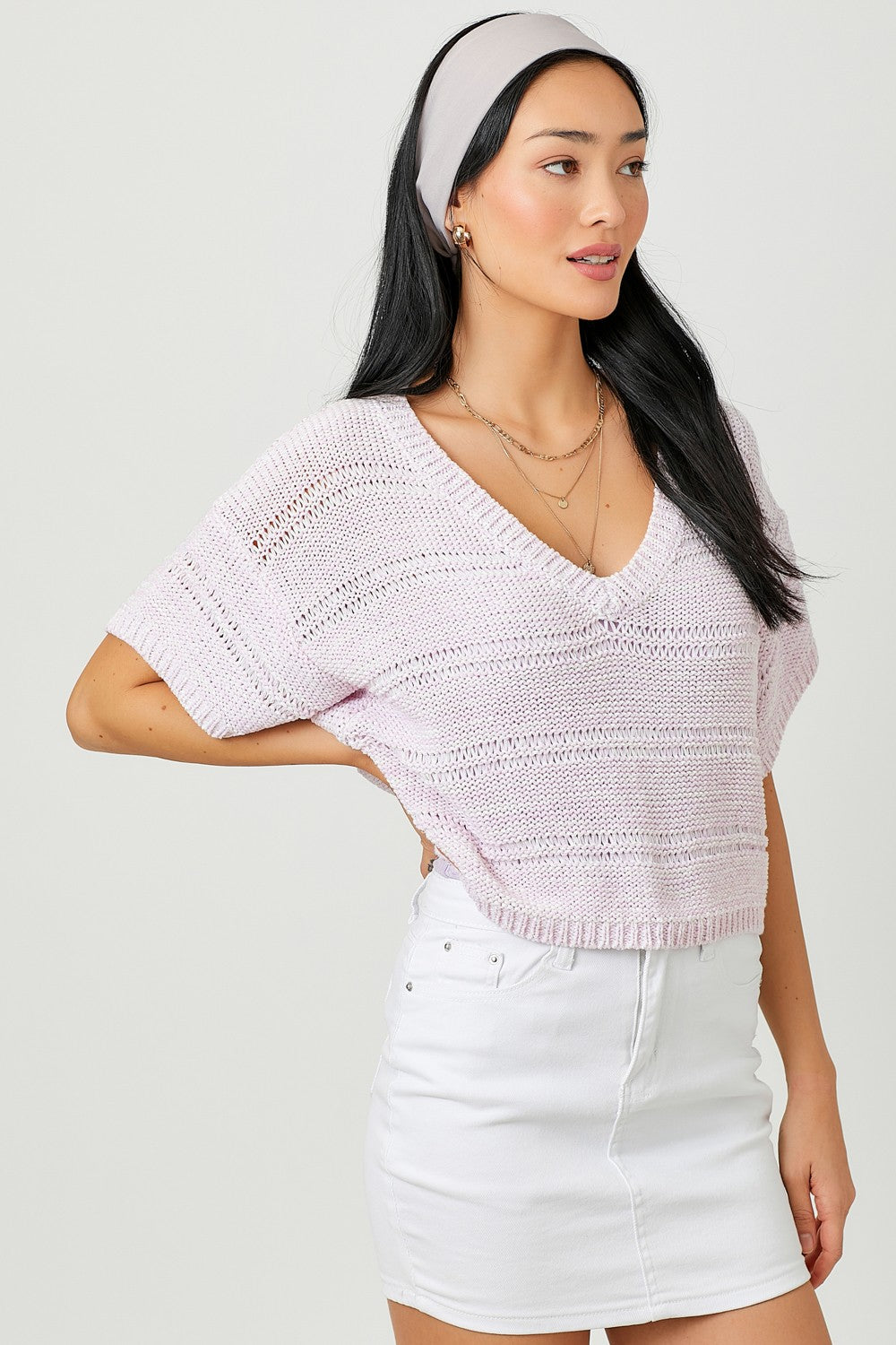 Lavender Melange Boxy Knit