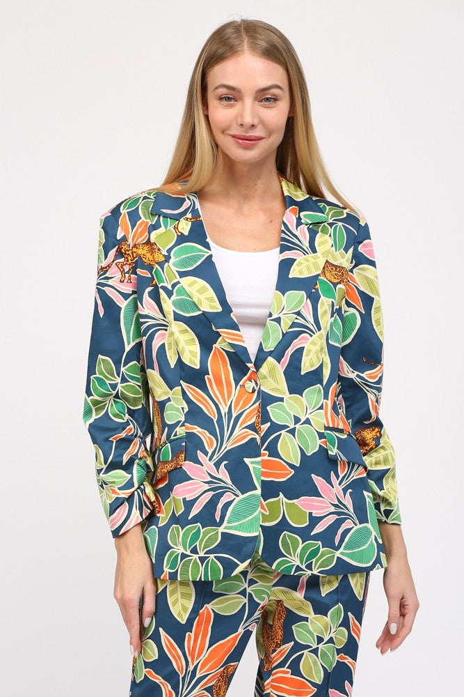 Tropical Print Flare Pants