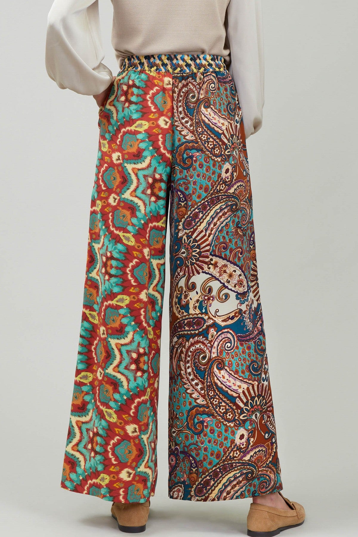 Paisley Printed Wide Leg Pants - Multi