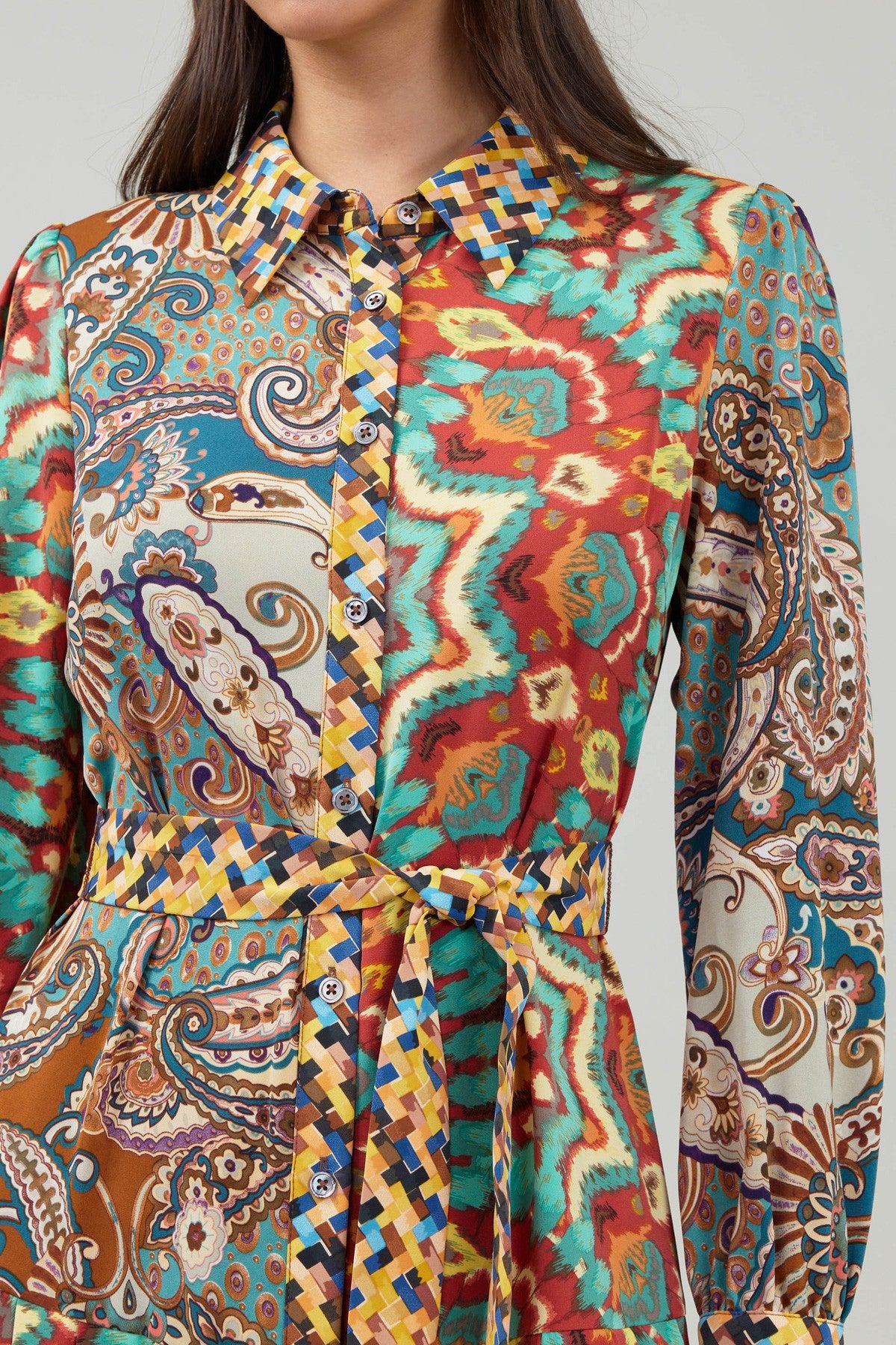 Paisley Printed Button Down Dress