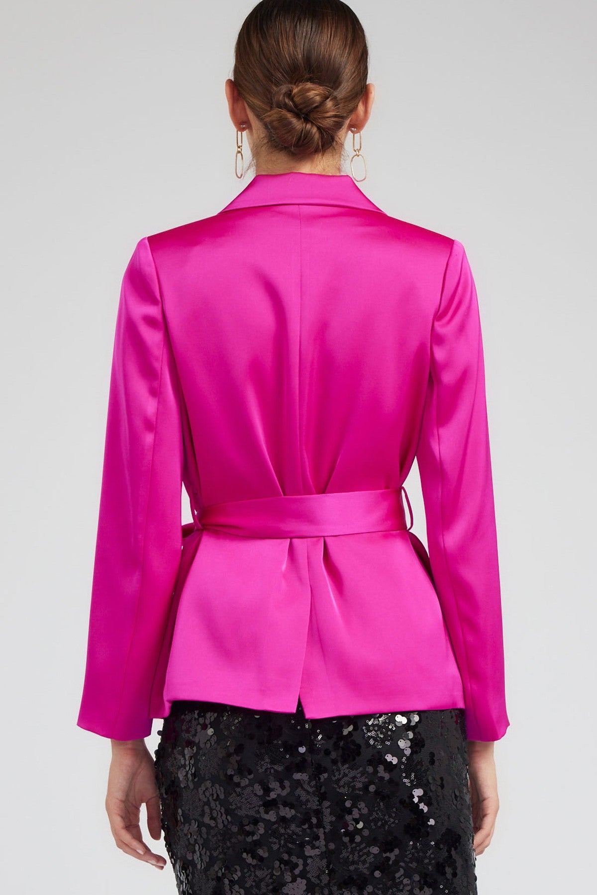 Silky One Button Jacket - Fuschia