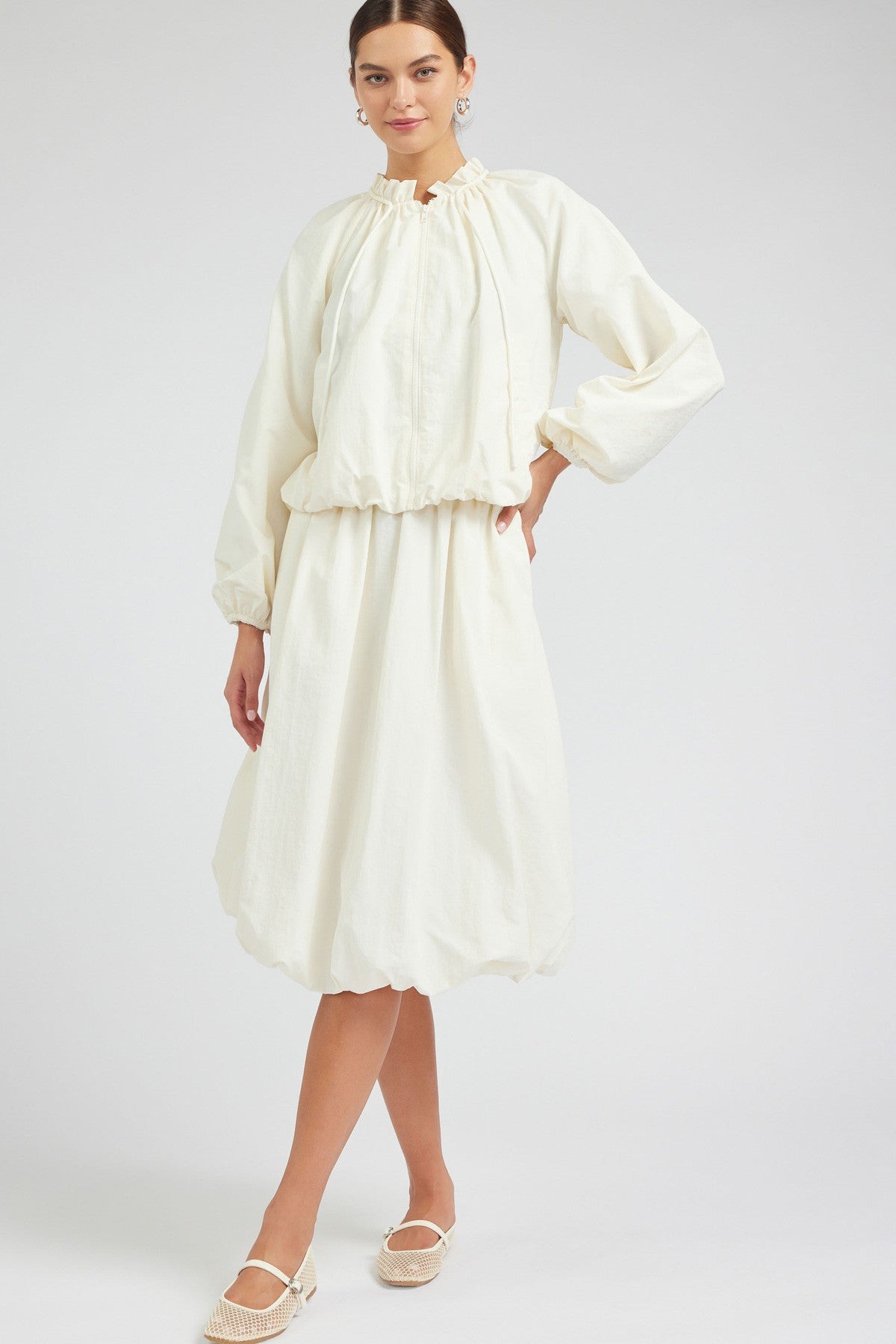 Ruffle Jacket & Bubble Skirt - Cream