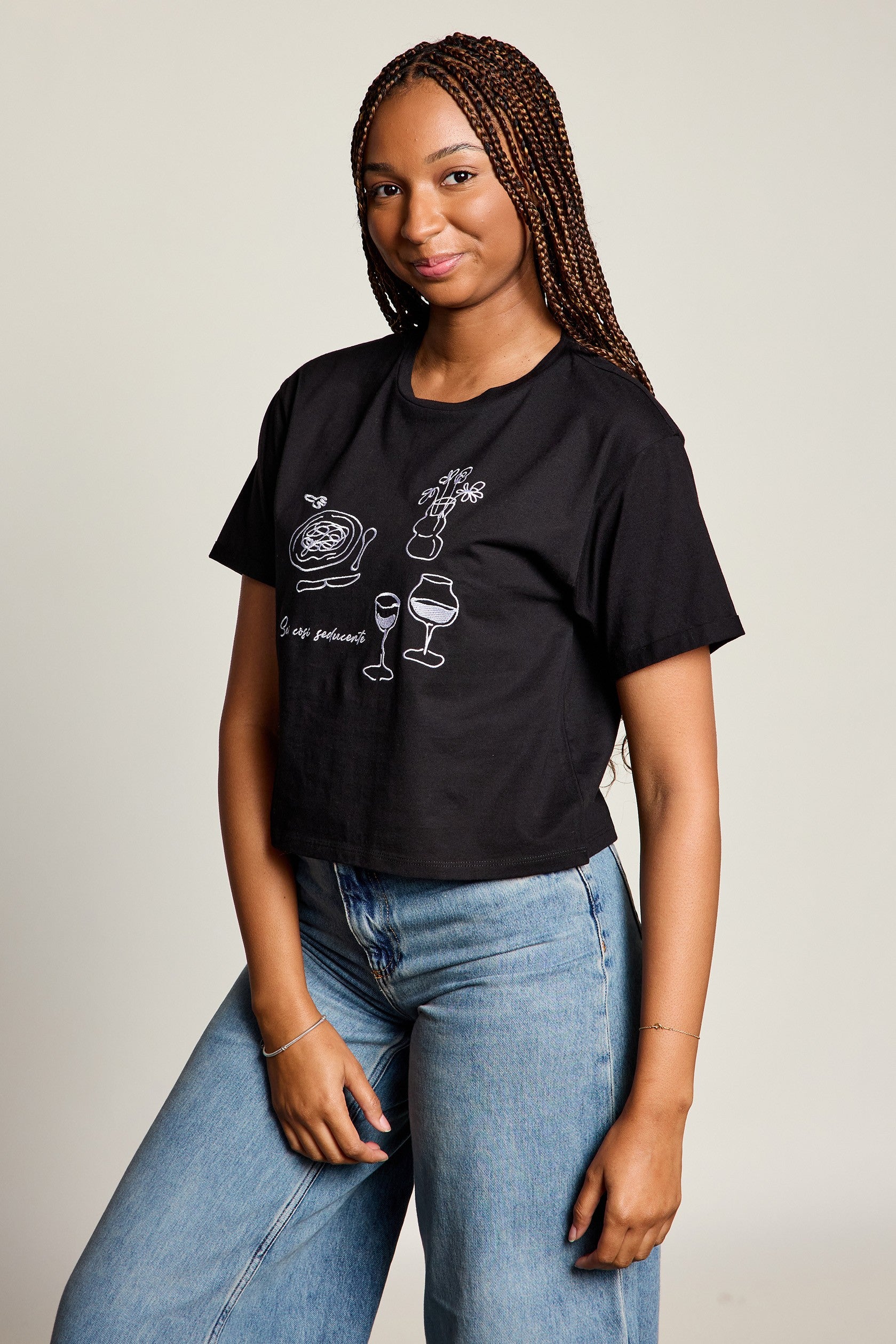 Italian Picnic Boxy Crop Tee