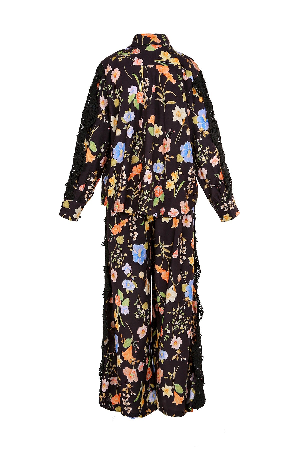 Floral Printed & Embroidered Top & Pants Set