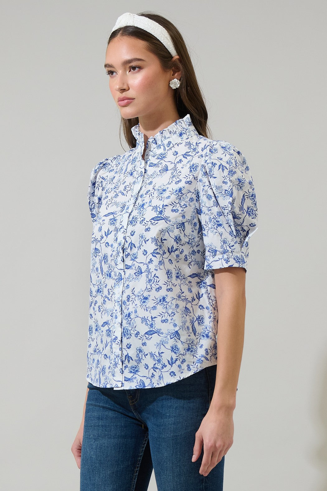Pretty in Petals: Ruffle High-Neck Blouse