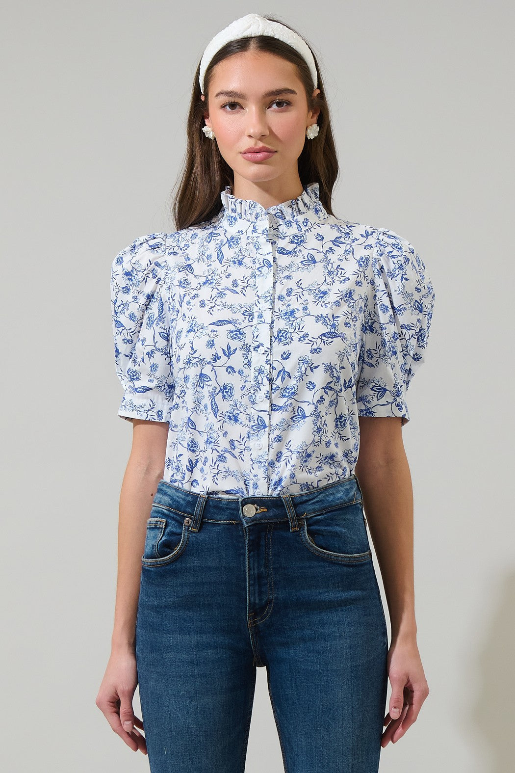 Pretty in Petals: Ruffle High-Neck Blouse