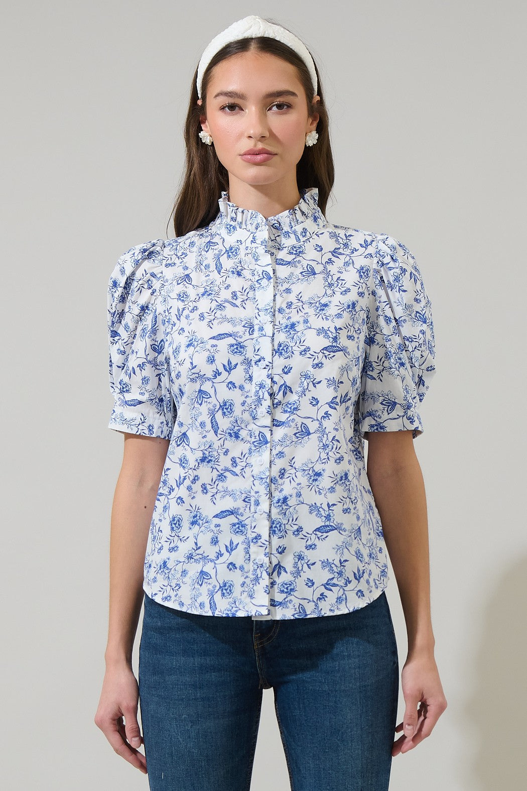 Pretty in Petals: Ruffle High-Neck Blouse