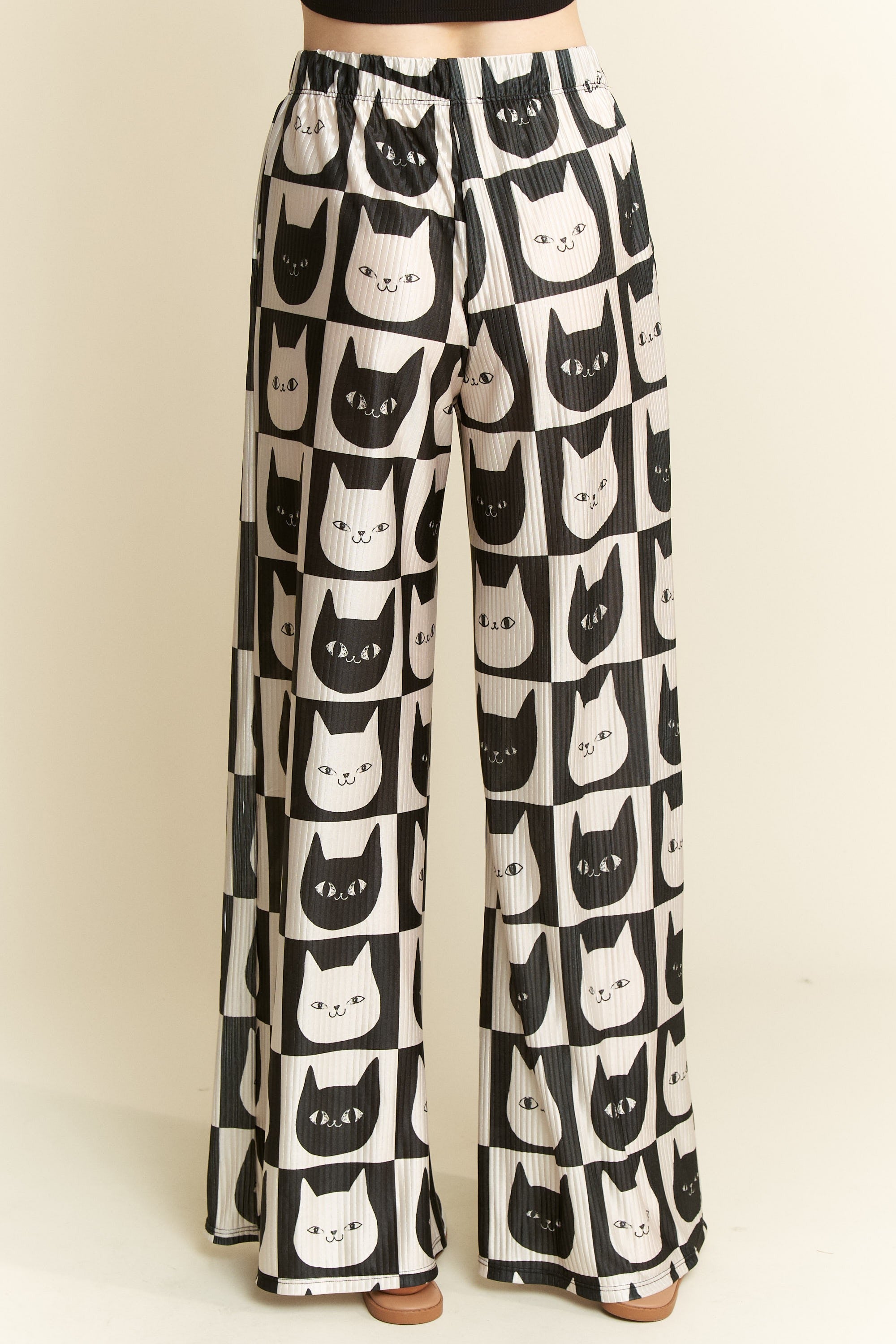 Cat Face Print Wide Pants