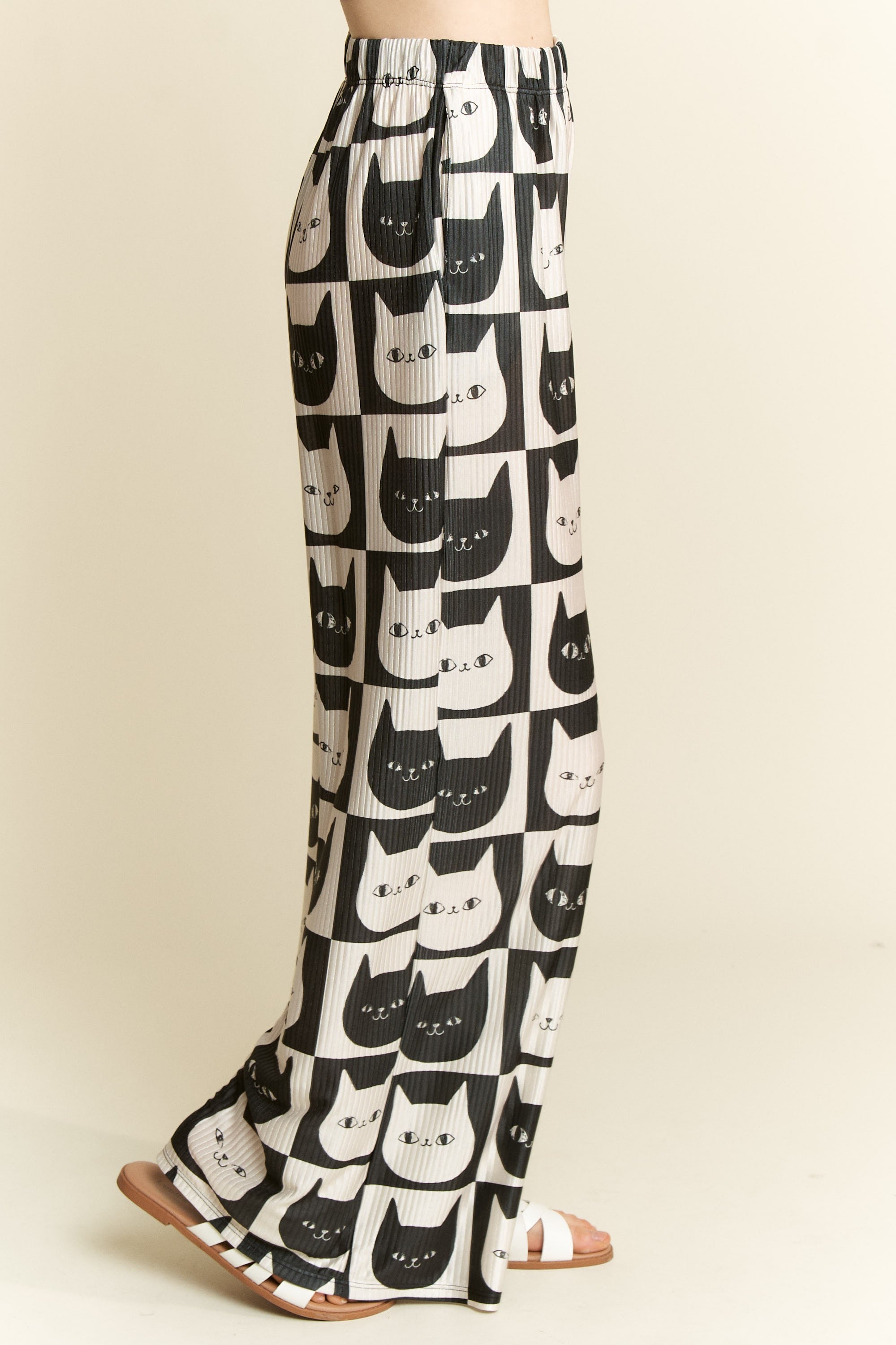 Cat Face Print Wide Pants