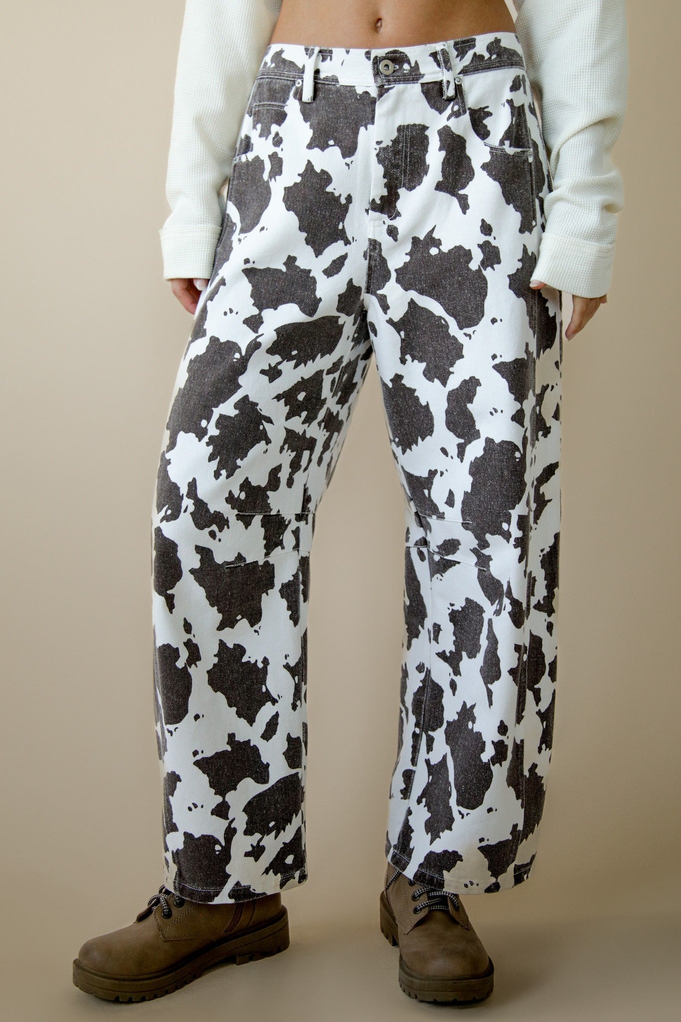 Cow Barrel Pants - Choco Cow