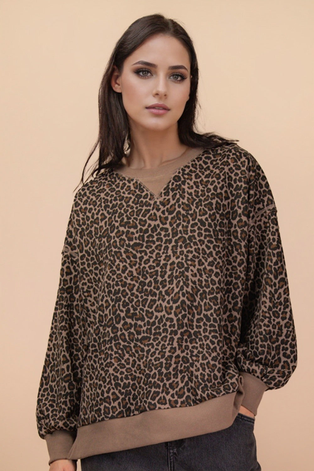 Leopard & Camo Knit Top - Cocoa