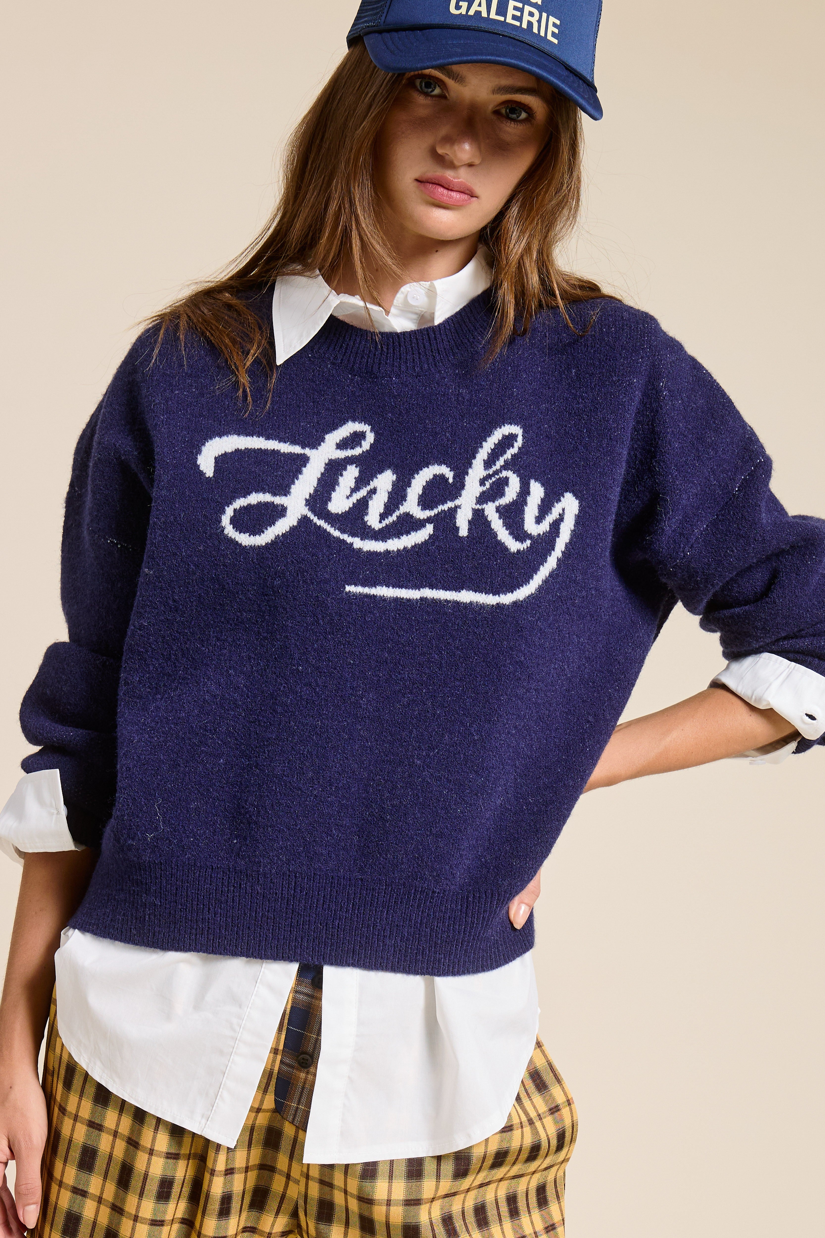 Lucky Crewneck Sweater - Navy