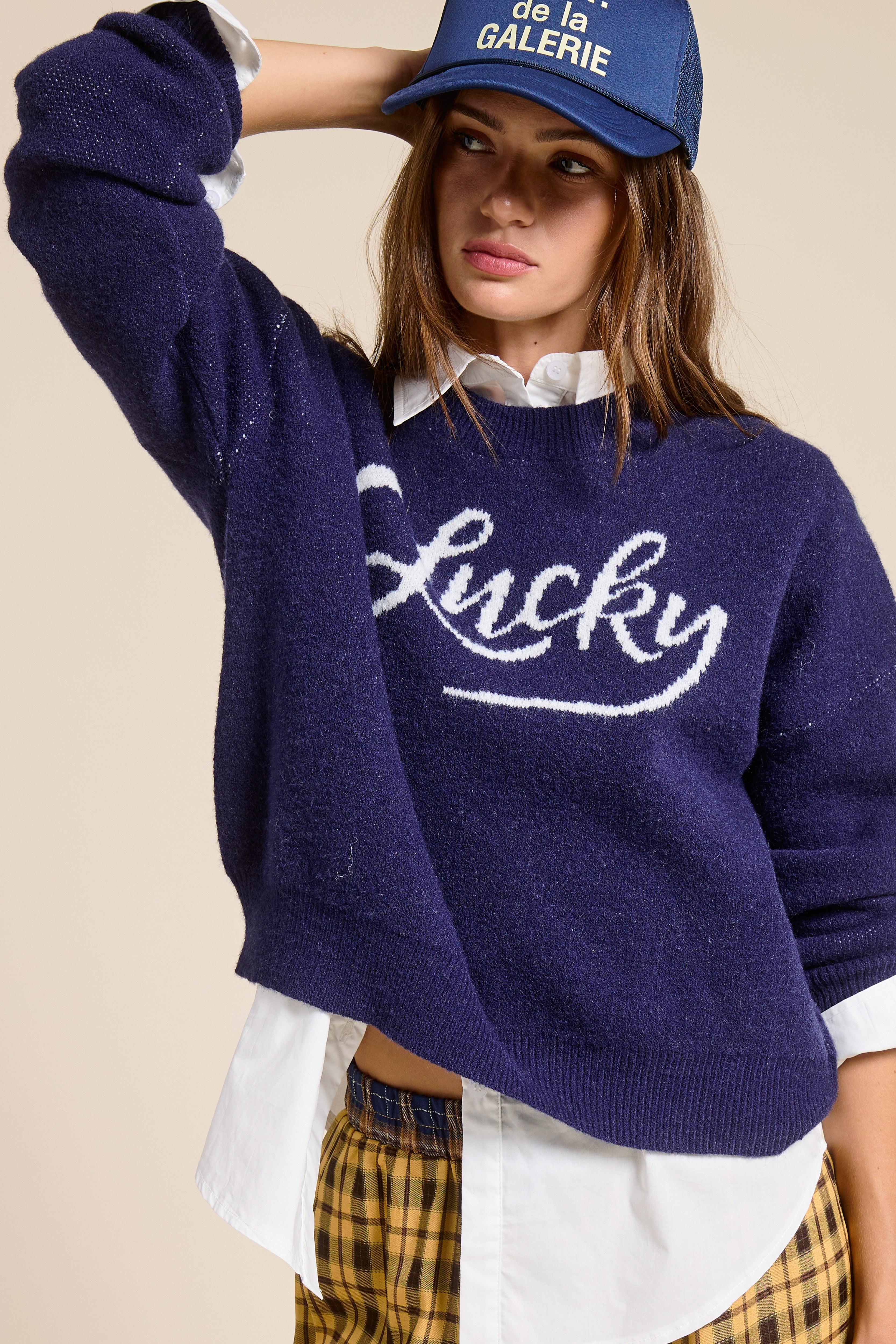 Lucky Crewneck Sweater - Navy