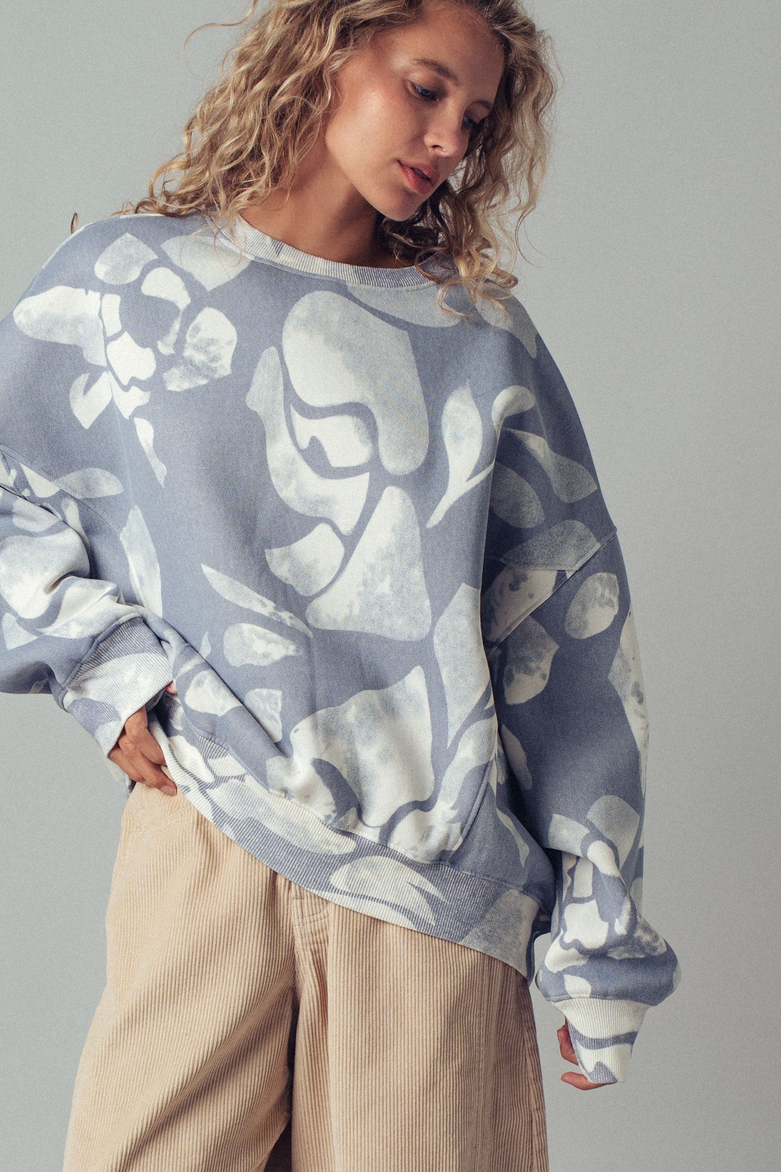 Abstract Print Sweatshirt - Vintage Indigo