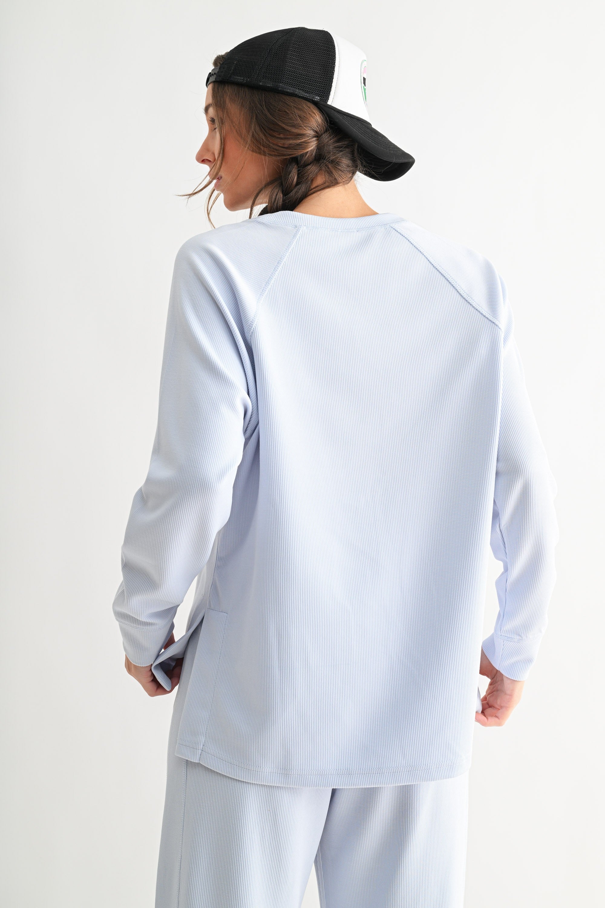 Luxe Ribbed Raglan Tee - Halogen Blue
