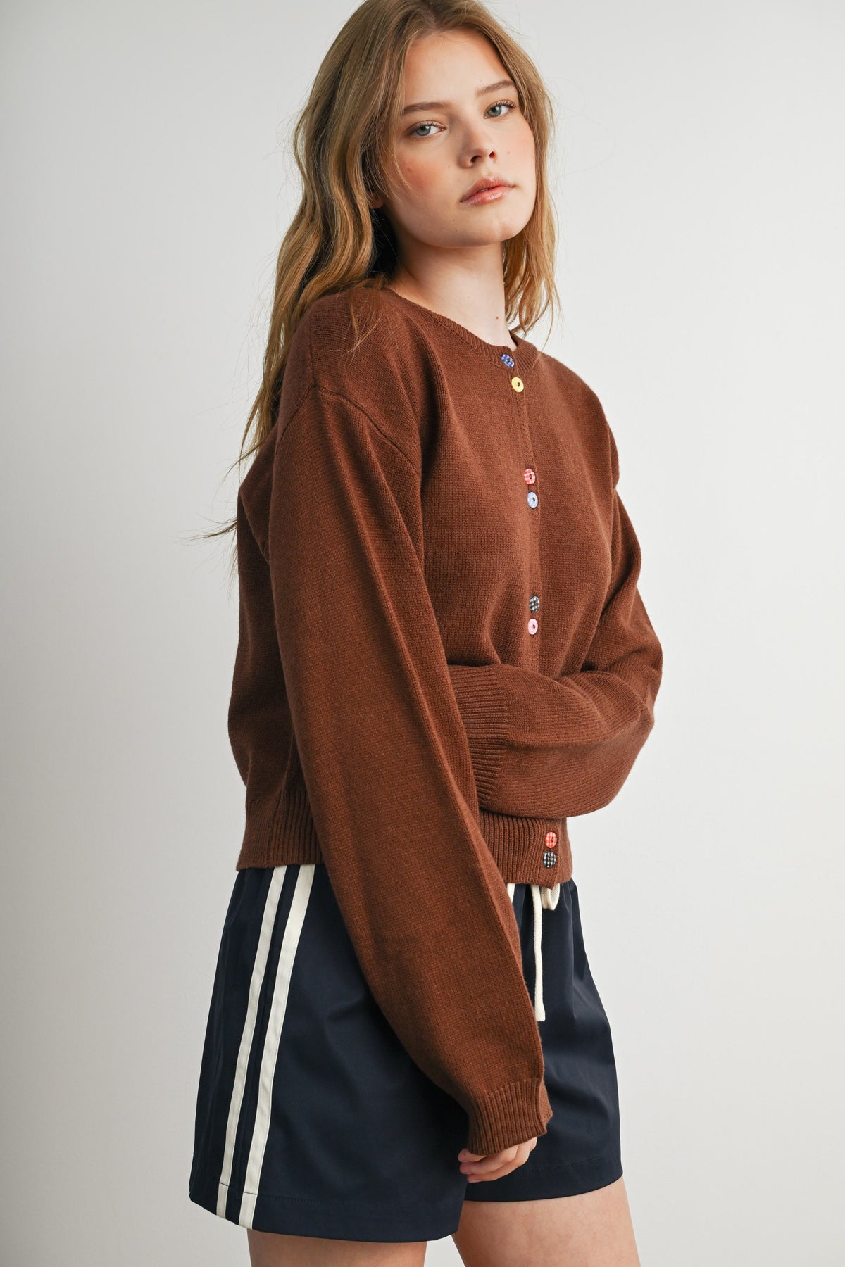 Cropped Cardigan - Brown