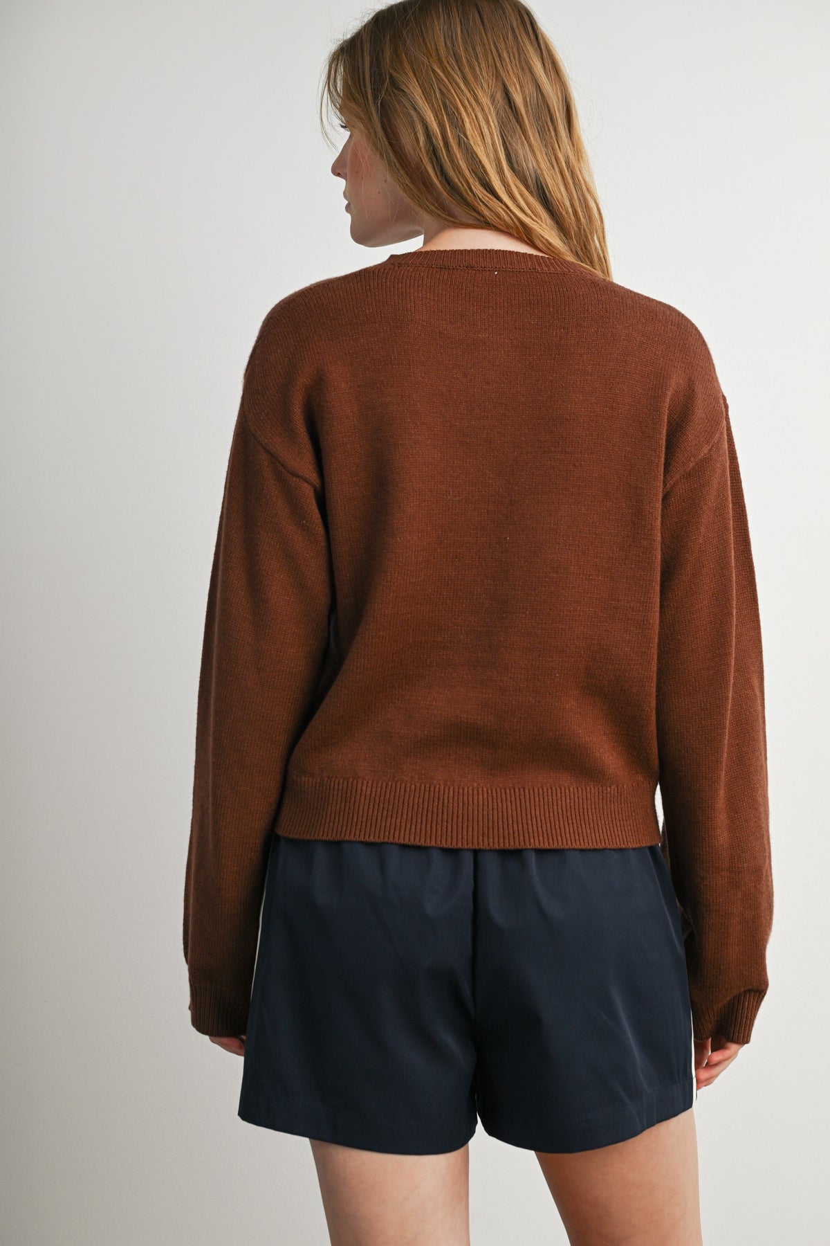 Cropped Cardigan - Brown